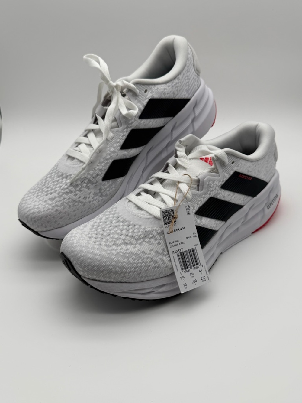 adidas ADISTAR Men's Running Shoes White Black Red US 10 JR0317